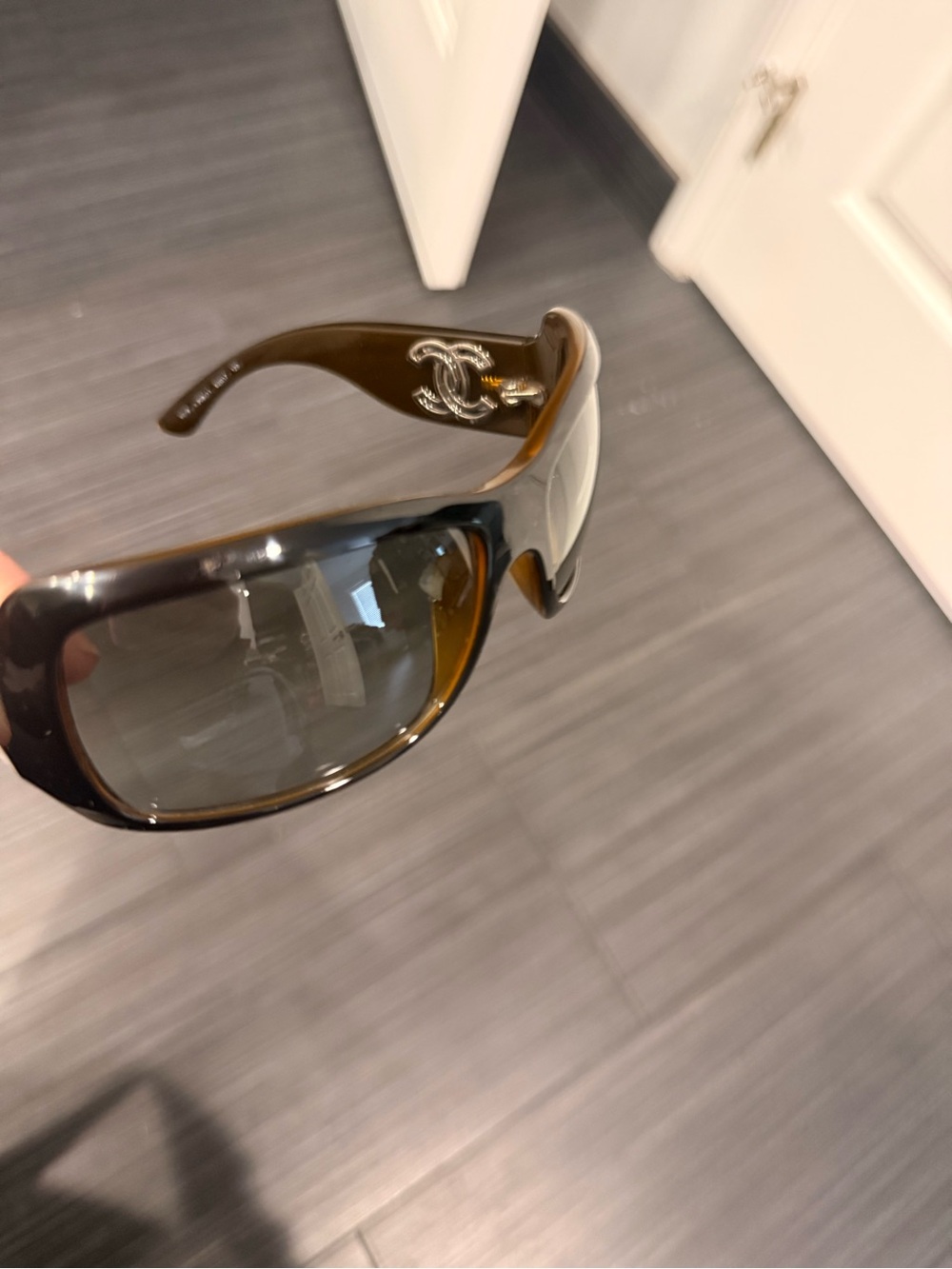 CHANEL Brown Black Tortoiseshell CC Logo Wrap Sunglasses - Picture 8 of 13